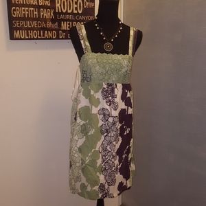 Plum/white/mint green mini sundress